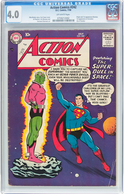 It's not easy to find Action Comics #242 in any condition. A decent VG copy still feels under-valued to us. Click to buy a copy