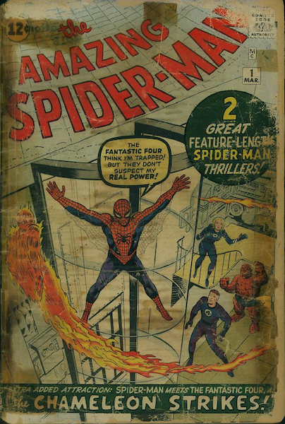 It's pretty hard to pick the worst of these ASM #1 CGC 0.5s, but it's probably this one, with tape, tape stains, worn away edges and darkened colors