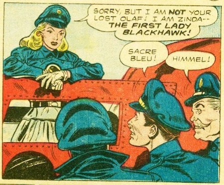 Blackhawk #133: Zinda, aka Lady Blackhawk 1st panel