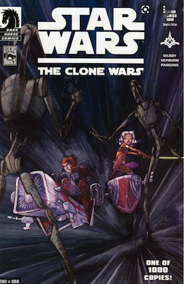 Star Wars: The Clone Wars #1 (2008):
First appearance of Ahsoka Tano. Special Edition of 1,000 copies. Click for values