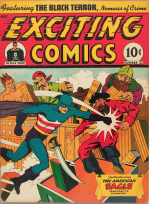 Exciting Comics #22: 1st Appearance of the American Eagle. Click for current values.