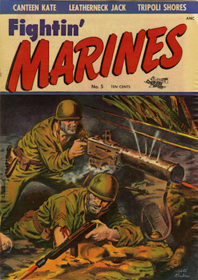 Fightin' Marines #5, classic Matt Baker cover. Click for values