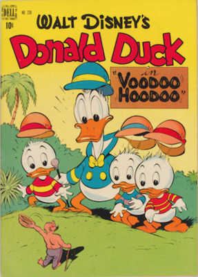 Four Color #238: Donald Duck in Voodoo Hoodoo by Carl Barks. Click for values.