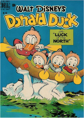 Four Color #256: Donald Duck in Luck of the North by Carl Barks. Click for values.