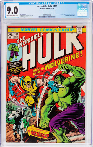 Incredible Hulk #181 CGC 9.0. A very respectable copy of this Bronze Age key