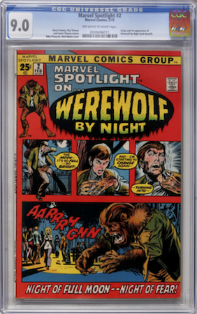 A CGC 9.0 of Marvel Spotlight #2 will present very nicely in that blood red cover, and set you apart from the crowd selling junky copies. Click to buy a copy from Goldin