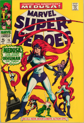 Marvel Super-Heroes #15: Black Bolt cameo in Medusa story. Click for values