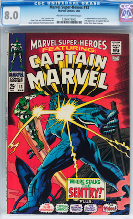 100 Hot Comics: Marvel Super Heroes 13, 1st Carol Danvers, 2nd Captain Marvel. Click to order a copy from Goldin