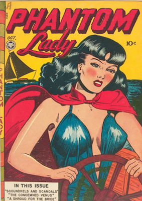 Phantom Lady #14, classic Matt Baker comic book cover art. Click for value