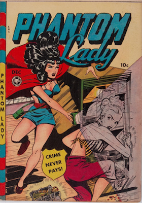 Phantom Lady #21, classic Matt Baker cover art. Click for values