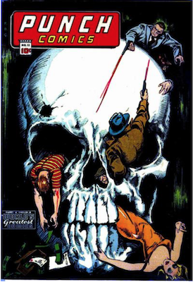 Punch Comics #12: Classic skull cover. Click for values