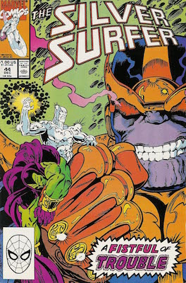 Silver Surfer v3 #44: Origin and First Appearance of the Infinity Gauntlet; Thanos cover. Click for value