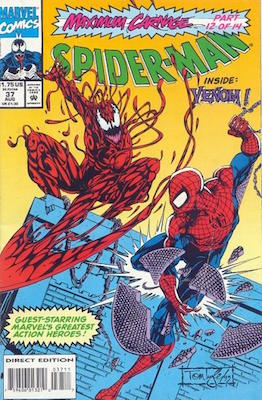 Spider-Man (1990) #37: Maximum Carnage Marvel Crossover Story. Click for values