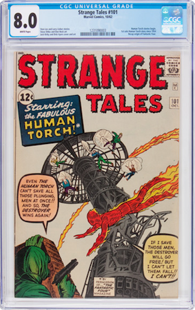 100 Hot Comics: Strange Tales 101, 1st solo Human Torch story since 1954. Click to buy a copy at Goldin