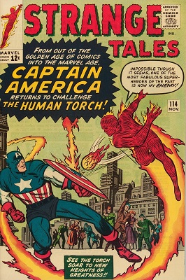 Strange Tales #114: 'Captain America' returns (Acrobat in disguise). Click for values