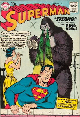 Superman comic book #127: First appearance of Titano