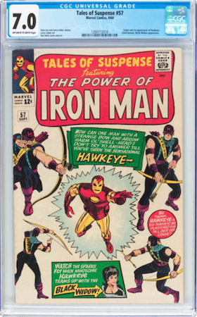 100 Hot Comics: Tales of Suspense 57, 1st Hawkeye. Click to find a copy at Goldin