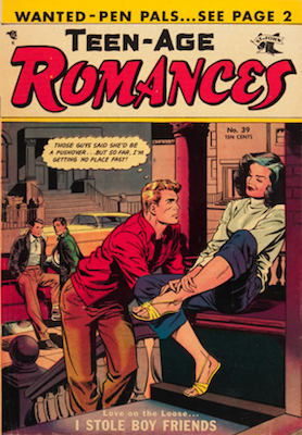 Teen-Age Romances #39, classic Matt Baker cover art. Click for values