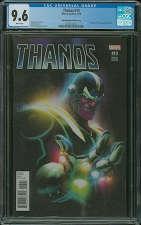 Thanos 13 Albuquerque variant cover CGC 9.6. Last sale $400. Click to find a copy at Goldin