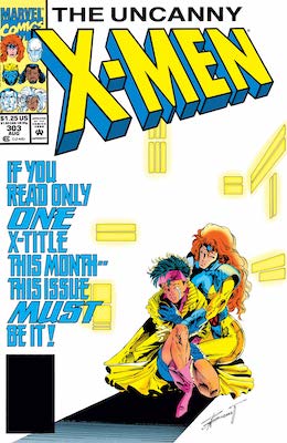 Original version of Uncanny X-Men #303 has an all-white background and is easy to spot. Click for values