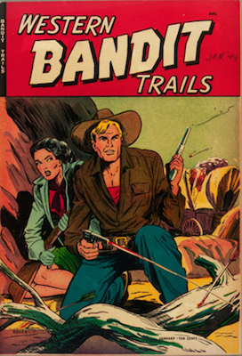 Western Bandit Trails #1. Matt Baker comic book cover art. Click for values