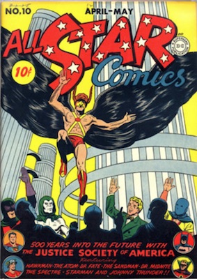 All-Star Comics #10 : New Sandman costume. Click for values.
