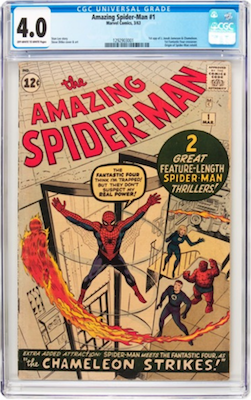 Hot Comics #17: Amazing Spider-Man #1. A CGC 4.0 is about the sweet spot for ROI. Try to find one which presents nicely from the front and without Marvel chipping. Click to buy a copy from Goldin