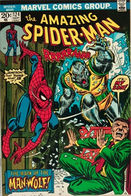 Amazing Spider-Man #124, first appearance of Man-Wolf. Click here to buy at Goldin