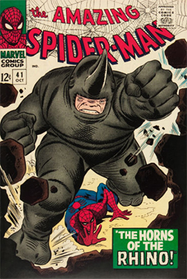Origin and First Appearance, Rhino, Amazing Spider-Man #41, Marvel Comics, 1966. Click for value