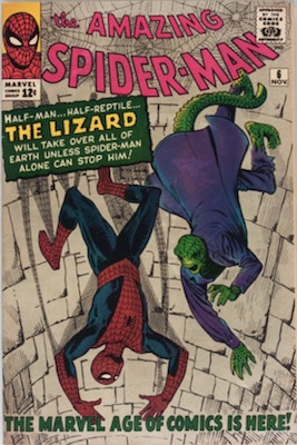 Amazing Spider-Man #6 (Nov 1963): First Appearance, Lizard. 18th on the Silver Age most valuable list. Click for values