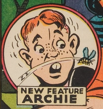 The goofy, loveable typical American teenager, Archie Andrews, first appeared on the front cover of Jackpot Comics #4, almost two years before his full body appearance on PEP #36