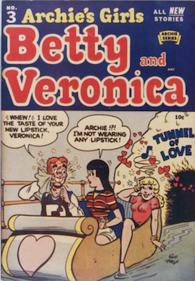 Archie's Girls Betty and Veronica #3: Classic Tunnel of Love cover; First Betty's ponytail. Click for value