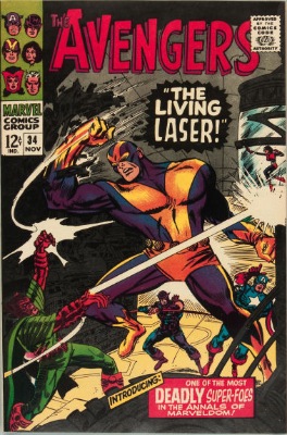 Origin and First Appearance, Living Laser, Avengers #34, Marvel Comics, 1966. Click for value