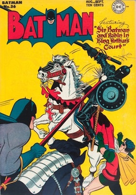 "Sir Batman at King Arthur's Court." Another historical themed cover on Batman #36. Click for value