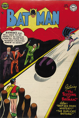 Batman #83, Batman goes bowling. Click for value