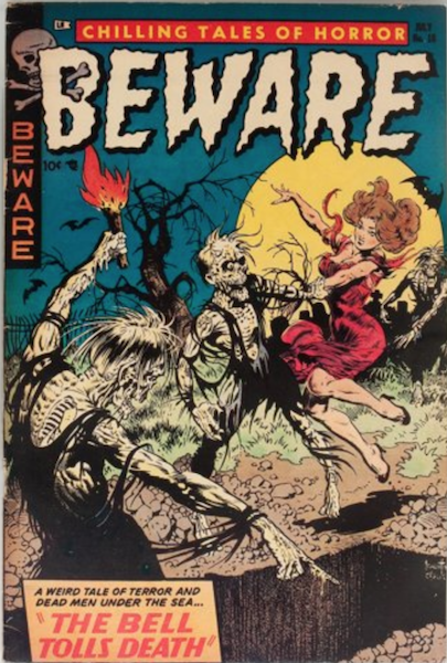 Beware #10 (1954): Zombies Drag Top-Heavy Woman into Grave. Click for value