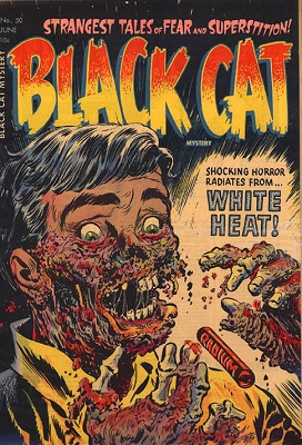 Black Cat Mystery #50 (1954): Explicit Radium-Rotted Corpse cover. Click for values