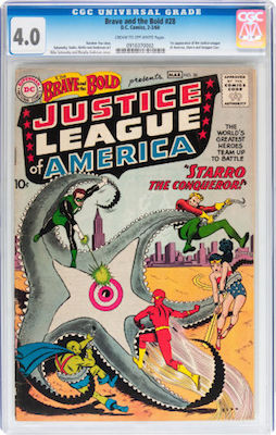100 Hot Comics: Brave and the Bold #28, 1st Justice League of America. Click to buy at Goldin