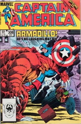Origin and First Appearance, Armadillo, Captain America #308, Marvel Comics, 1985. Click for value