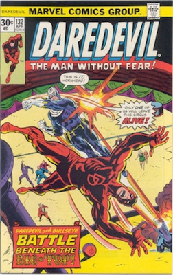 Daredevil #132 Marvel 30c Price Variants April, 1976. Regular Blurb