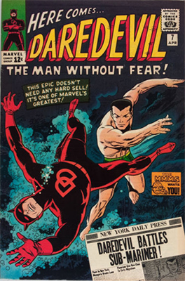 Daredevil #7: 1st red and black costume; scarce in high grade. Click for values