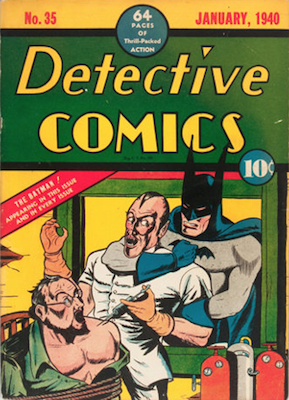 Detective Comics #35: Classic hypodermic bondage cover. Click for values