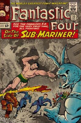 Origin and First Appearance, Attuma, Fantastic Four #33, Marvel Comics, 1964. Click for value
