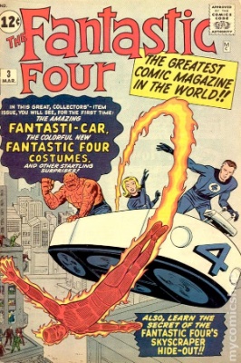 Fantastic Four comic #3: First costumes, first HQ, first Fantasticar. Click for market value