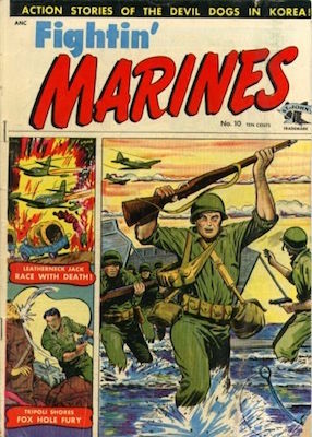 Fightin' Marines #10. Matt Baker war cover. Click for values