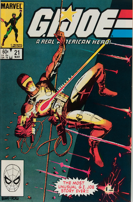 G. I. Joe #21 (1984): First Appearance of Snake Eyes and Storm Shadow; So-called "Silent Issue". Click for value