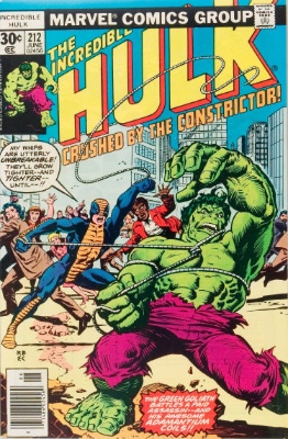 Origin and First Appearance, Constrictor, Incredible Hulk #212, Marvel Comics, 1977. Click for value