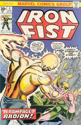 Iron Fist #4 Marvel 30 Cent Variant April, 1976. Regular Price Box