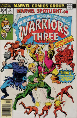 Marvel Spotlight #30, October, 1976: Warriors Three. Click for value