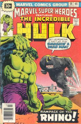 Marvel Superheroes #58 30 Cent Variant July, 1976. Starburst Flash